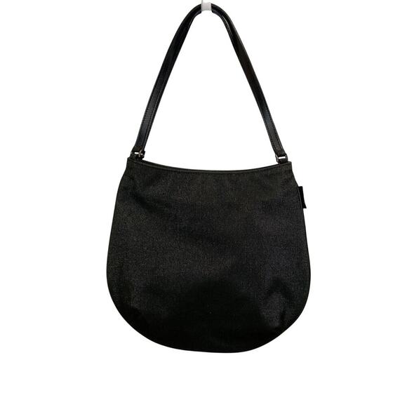 Agnes B. Voyage Evening Hand Bag Nylon Leather Black Silver - Picture 1 of 9